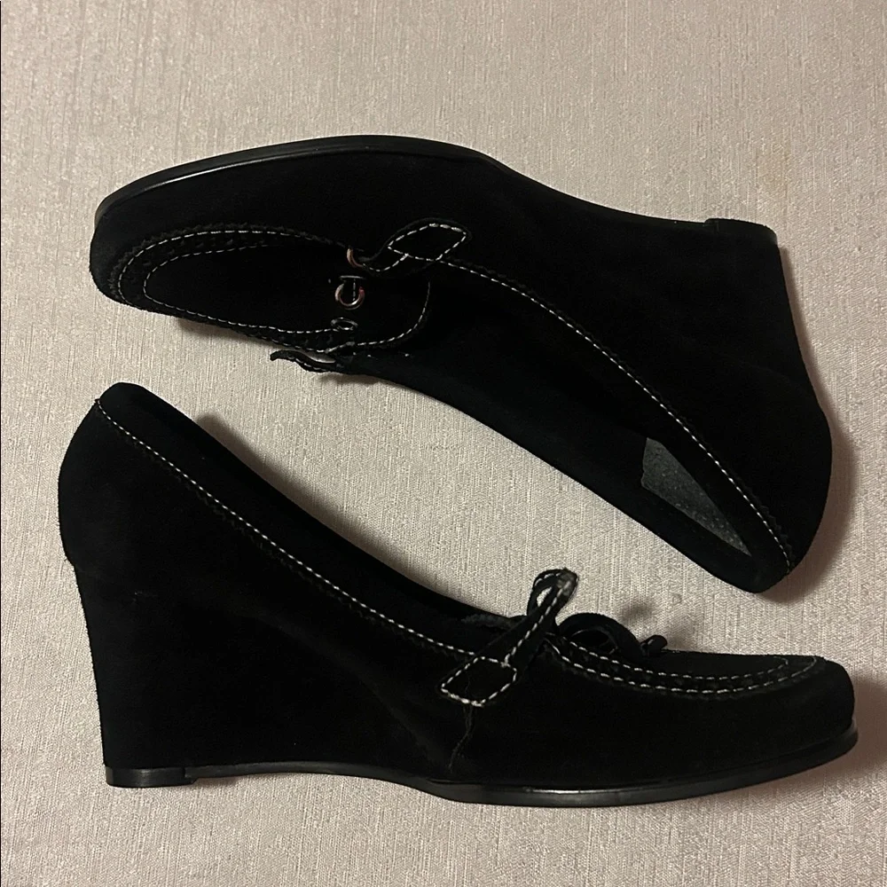 Alexandra Bartlett Women’s Black Wedge 2000s Vintage Styled Loafers Size 8